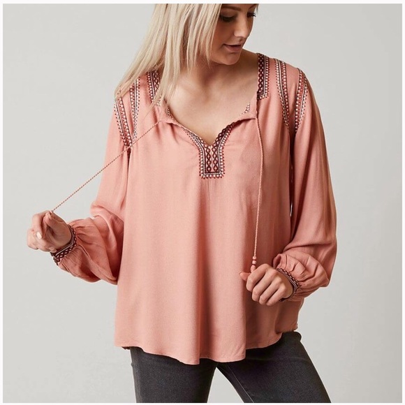 Lucky Brand Tops - Lucky Brand Long Sleeve w/Embroidery & Tassels